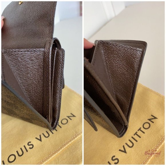 Authentic Louis Vuitton Brown Coated Canvas Damier Ebene Elise Compact Wallet - Picture 12 of 12